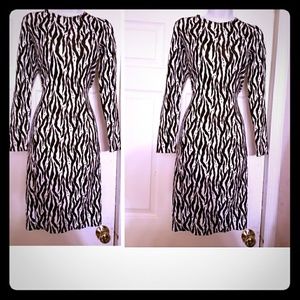 H&M brown& cream tribal print sheath dress